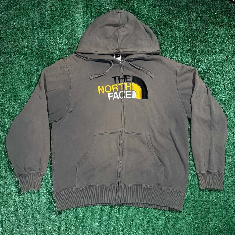 The North Face Mens Full Zip Hoodie Sweatshirt Gray XL Embroidered Logo